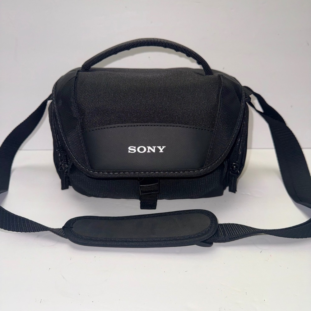 Sony Camera Bag Black Padded Nylon Shoulder Strap Travel Case